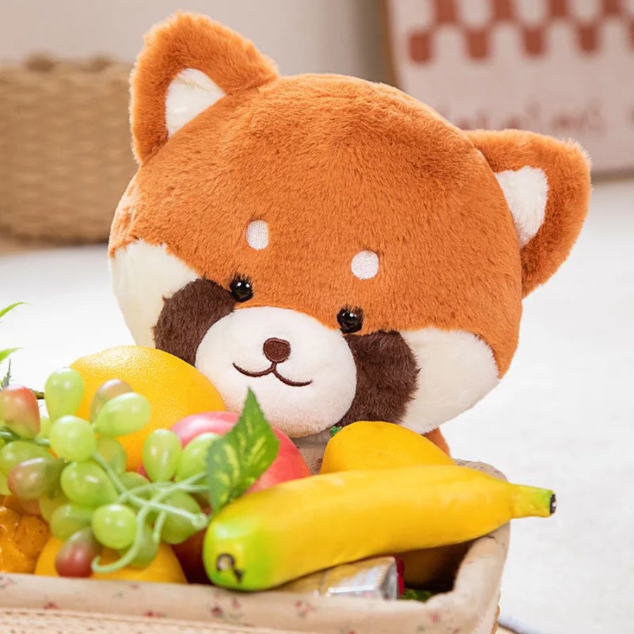 Peluche de Panda Roux Douce Orange à Détails Blancs