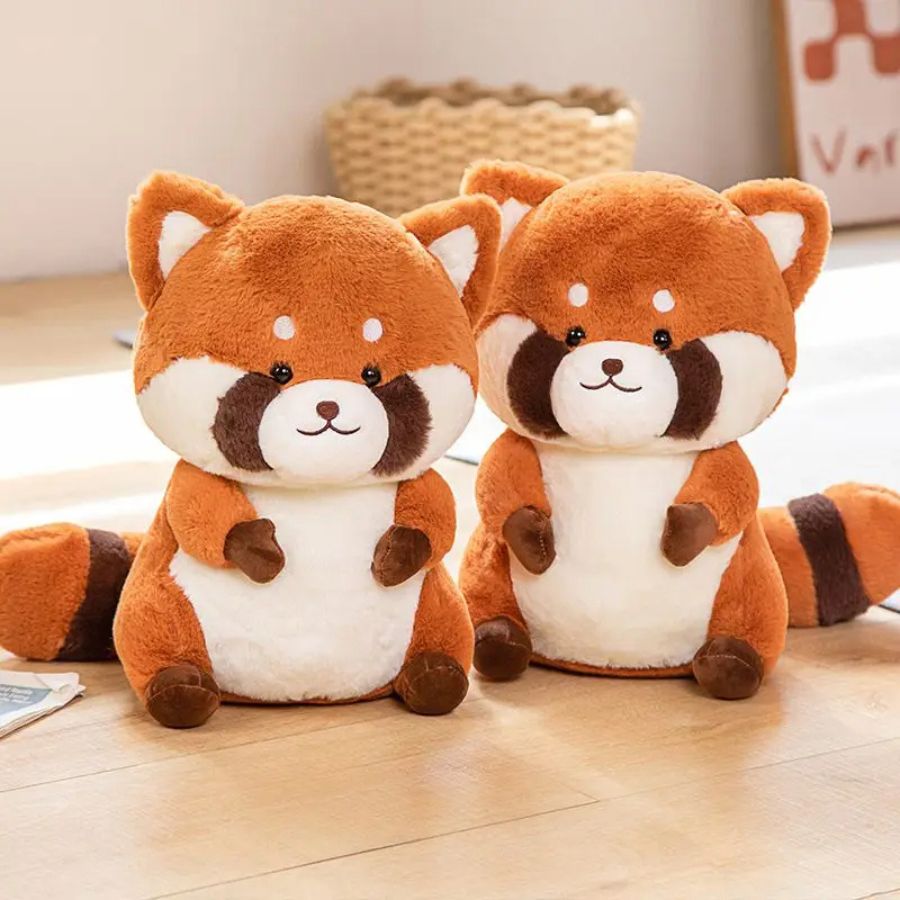 Peluche de Panda Roux Douce Orange à Détails Blancs