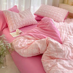 Parure de couette seersucker coréenne style INS couleurs pastel - Câlin Kawaii