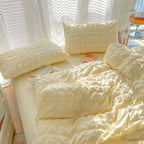 Parure de couette seersucker coréenne style INS couleurs pastel - Câlin Kawaii