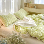 Parure de Lit Rose Bicolore en Coton Texturé