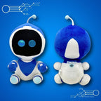 Peluche Robot Bleue et Blanche à Yeux Brillants