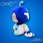 Peluche Robot Bleue et Blanche à Yeux Brillants
