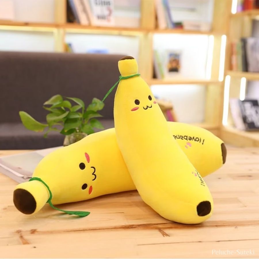 Peluche Banane Jaune à Visage Mignon