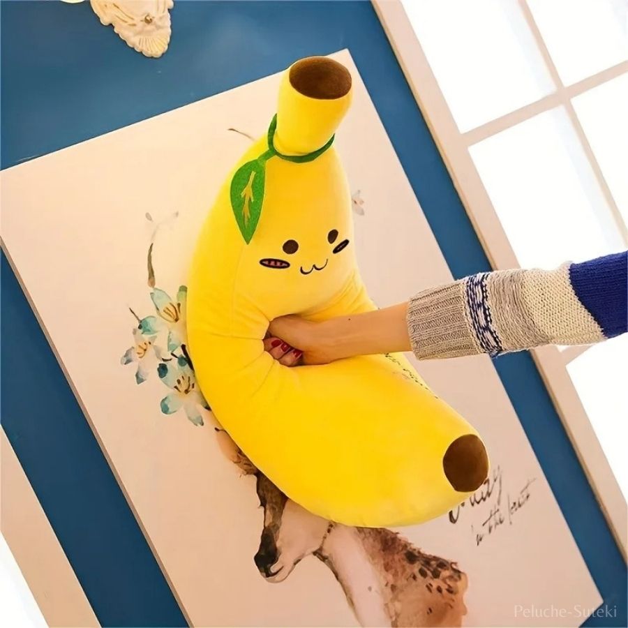 Peluche Banane Jaune à Visage Mignon