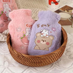 Bouillotte en Peluche Lilas avec Ours et Lapin Kawaii