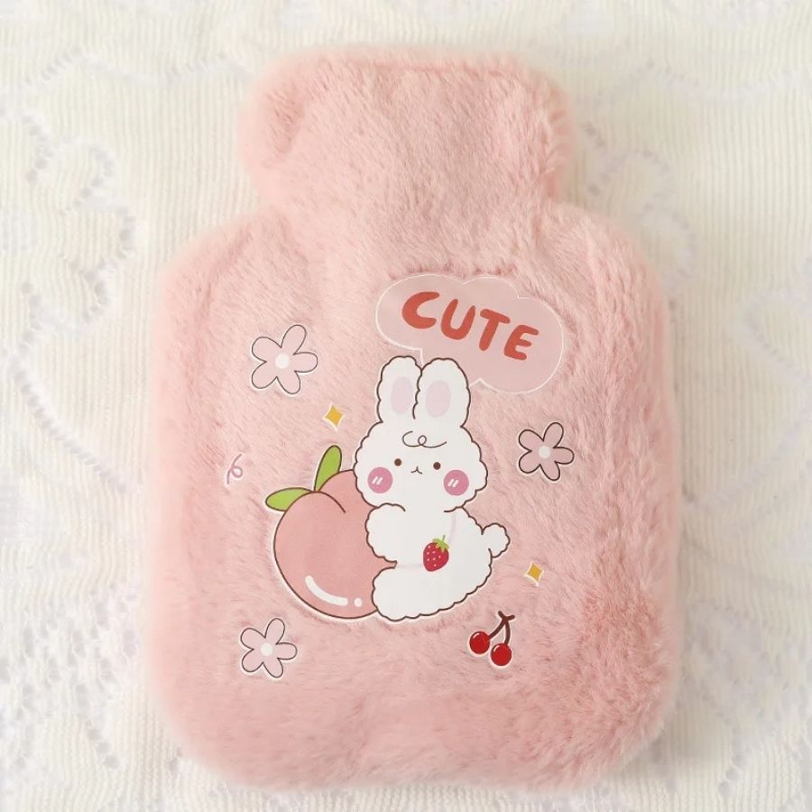 Bouillotte en Peluche Rose Pâle Lapin et Pêche
