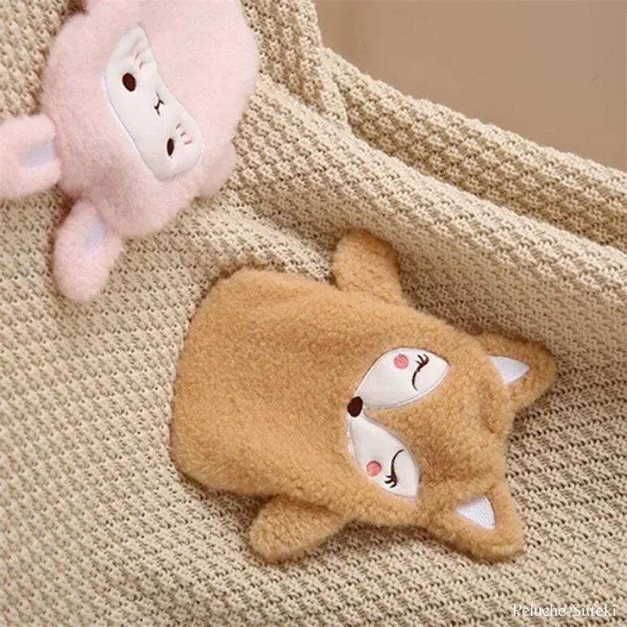 Bouillotte en Peluche Renard Beige Endormi