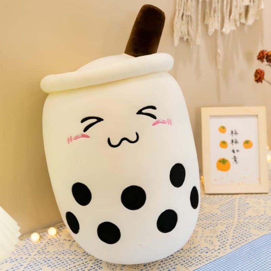 Peluche Bubble Tea Brun à Visage Souriant