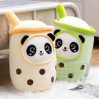 Peluche Bubble Tea Rose avec Panda et Billes Boba