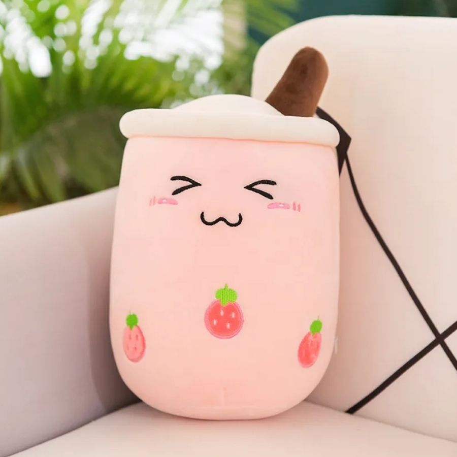 Peluche Kawaii Bubble Tea Jaune à Ananas