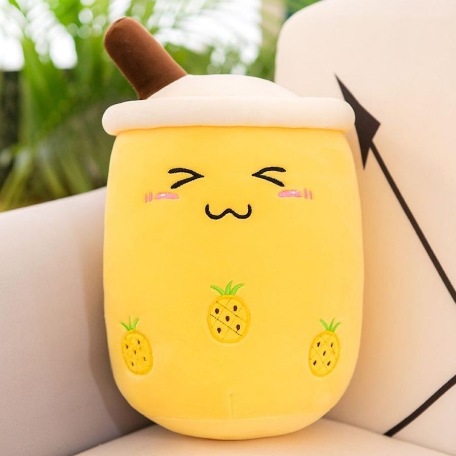 Peluche Kawaii Bubble Tea Jaune à Ananas