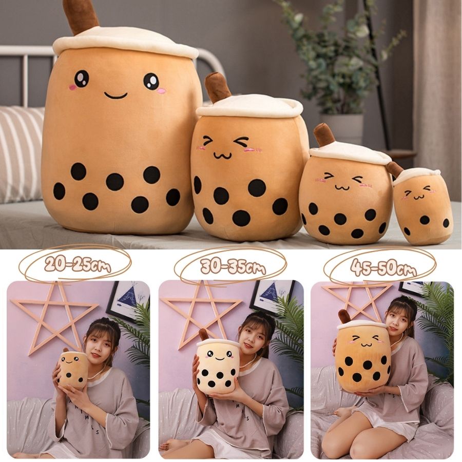 Peluche Bulle de Thé Kawaii au Visage Souriant