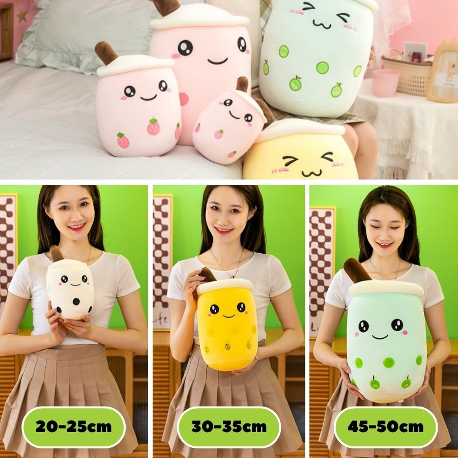 Peluche Kawaii Bubble Tea Jaune à Ananas