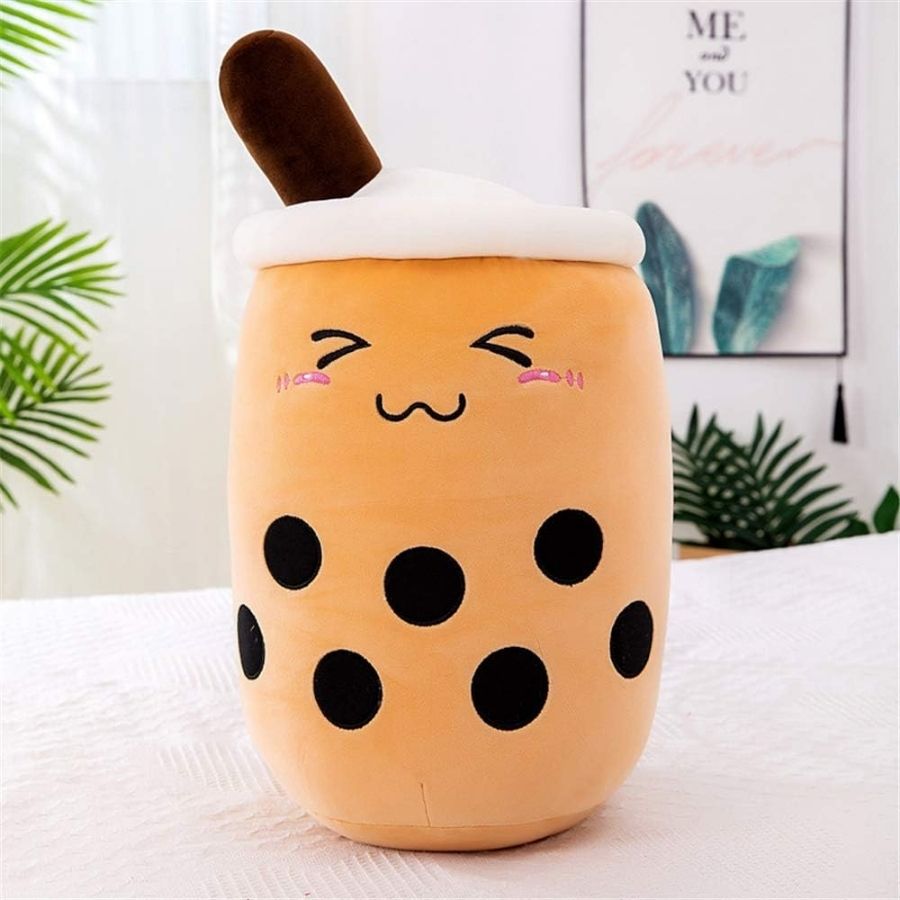 Peluche Bubble Tea Brun à Visage Souriant