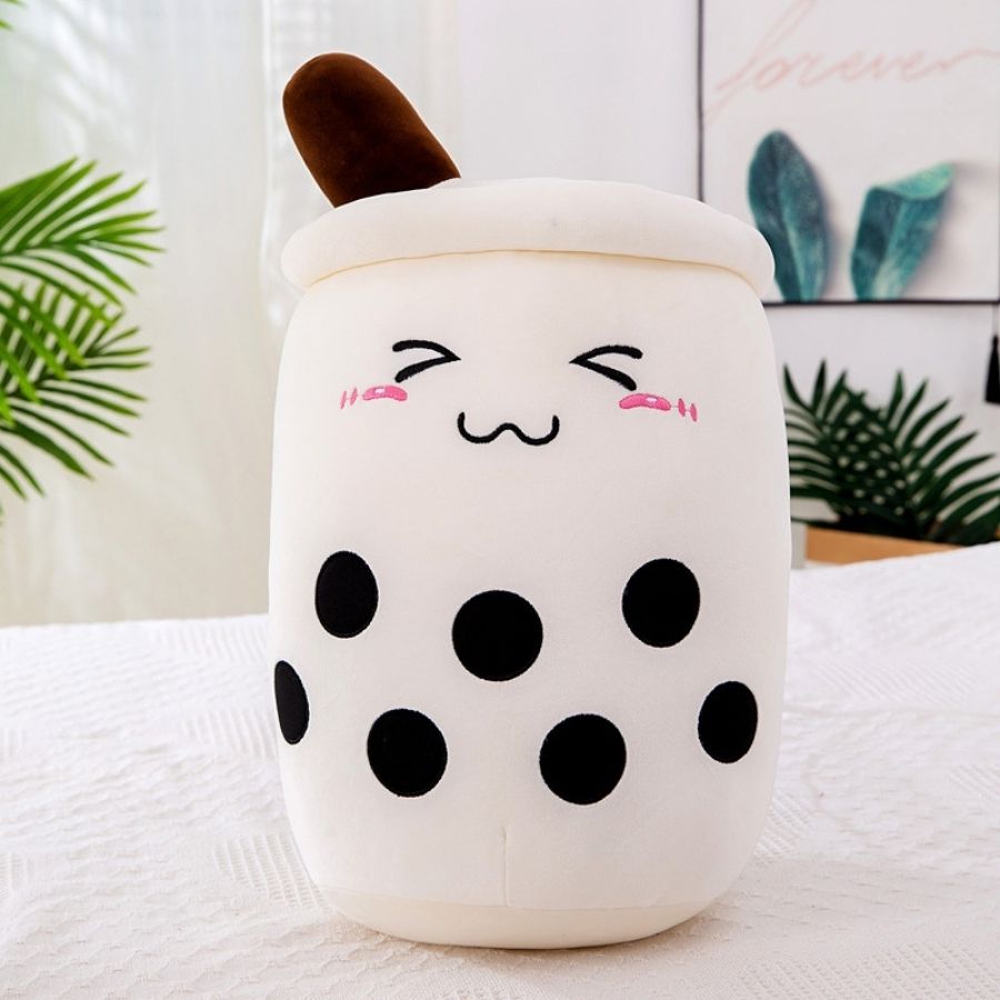 Peluche Bubble Tea Brun à Visage Souriant