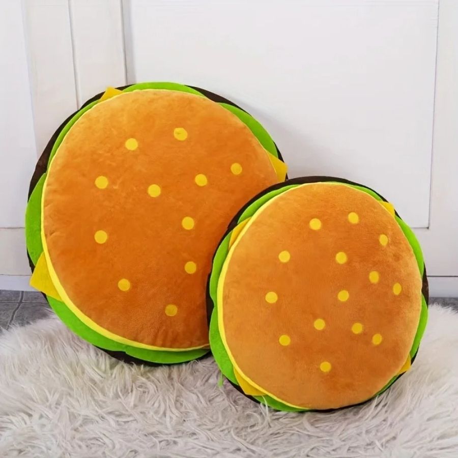 Coussin en Peluche Hamburger Original et Doux