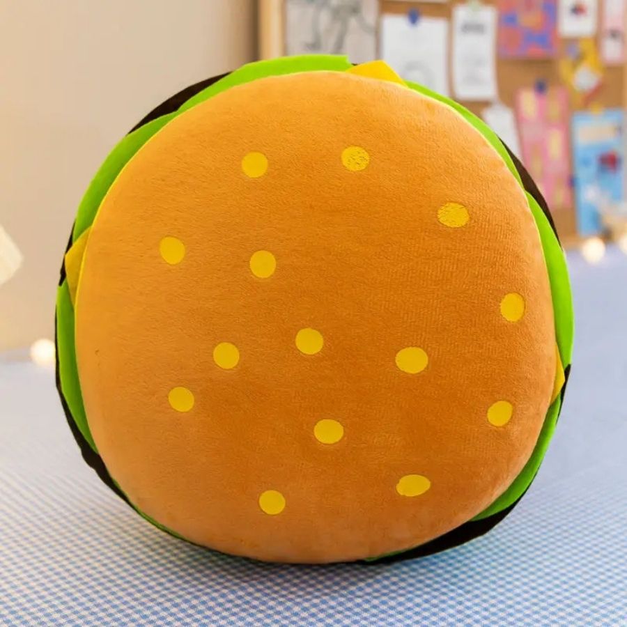 Coussin en Peluche Hamburger Original et Doux