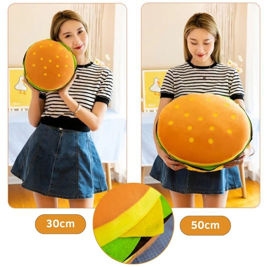 Coussin en Peluche Hamburger Original et Doux