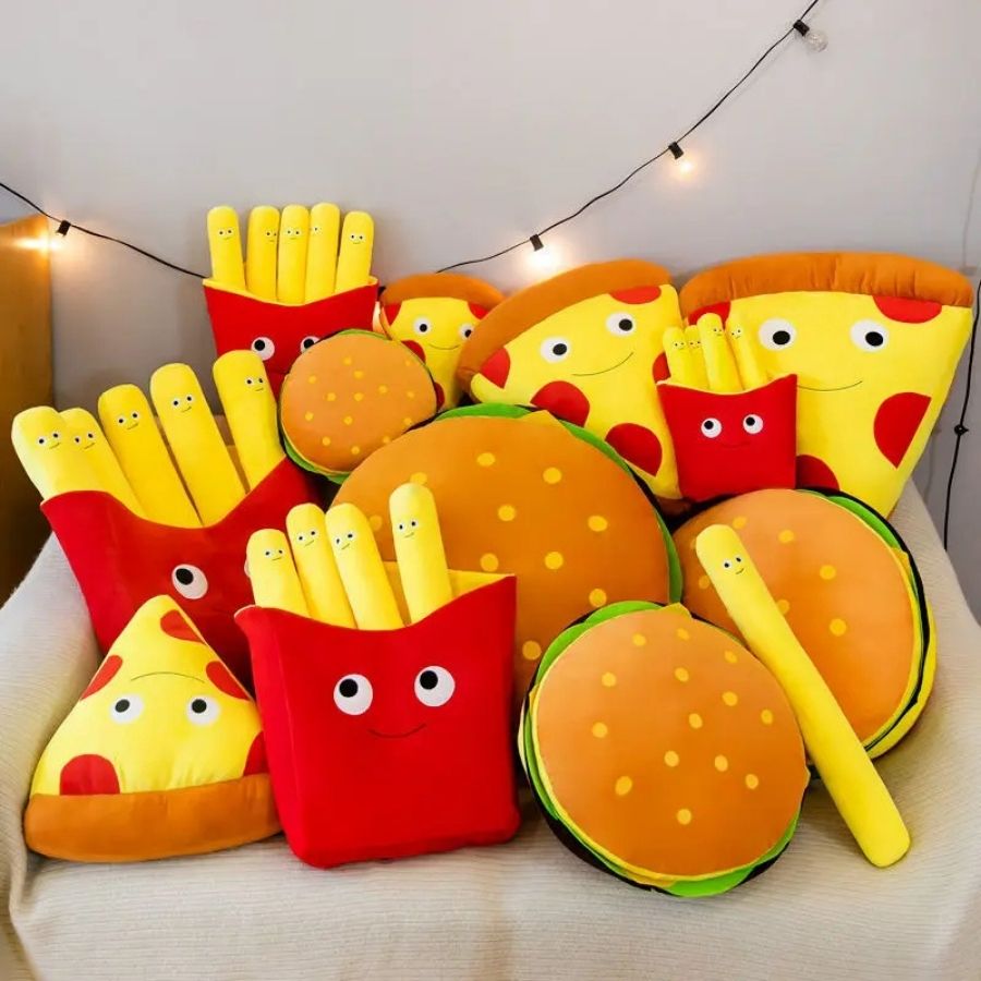 Coussin en Peluche Hamburger Original et Doux