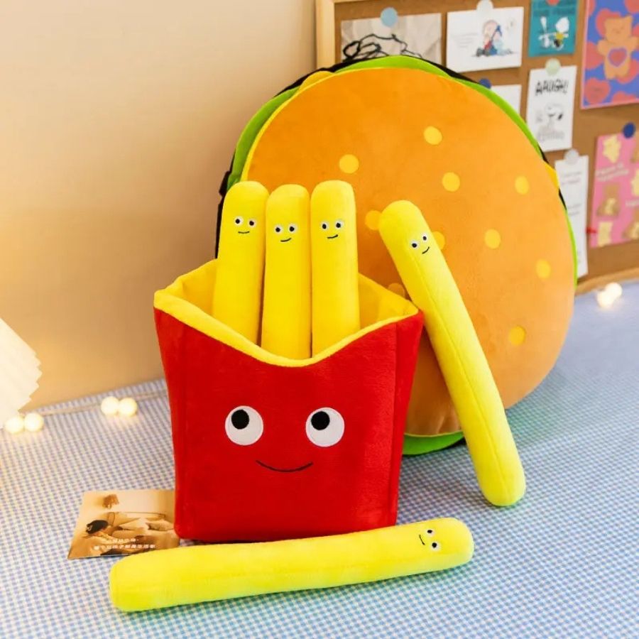 Coussin en Peluche Hamburger Original et Doux