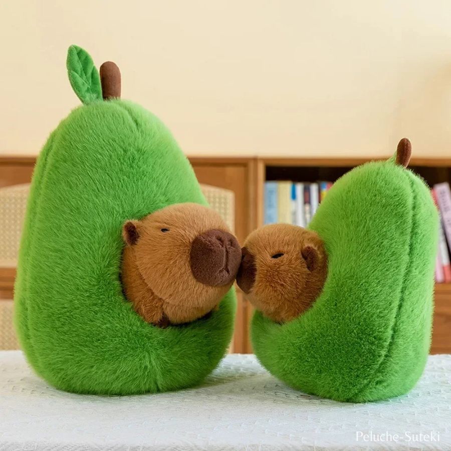 Peluche Avocat Vert et son Capybara Caché