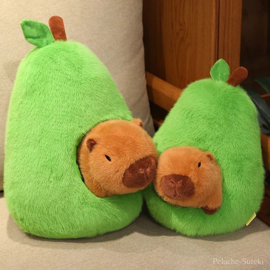 Peluche Avocat Vert et son Capybara Caché
