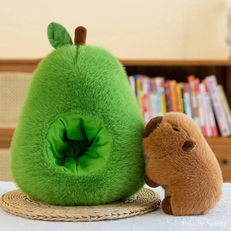 Peluche Avocat Vert et son Capybara Caché