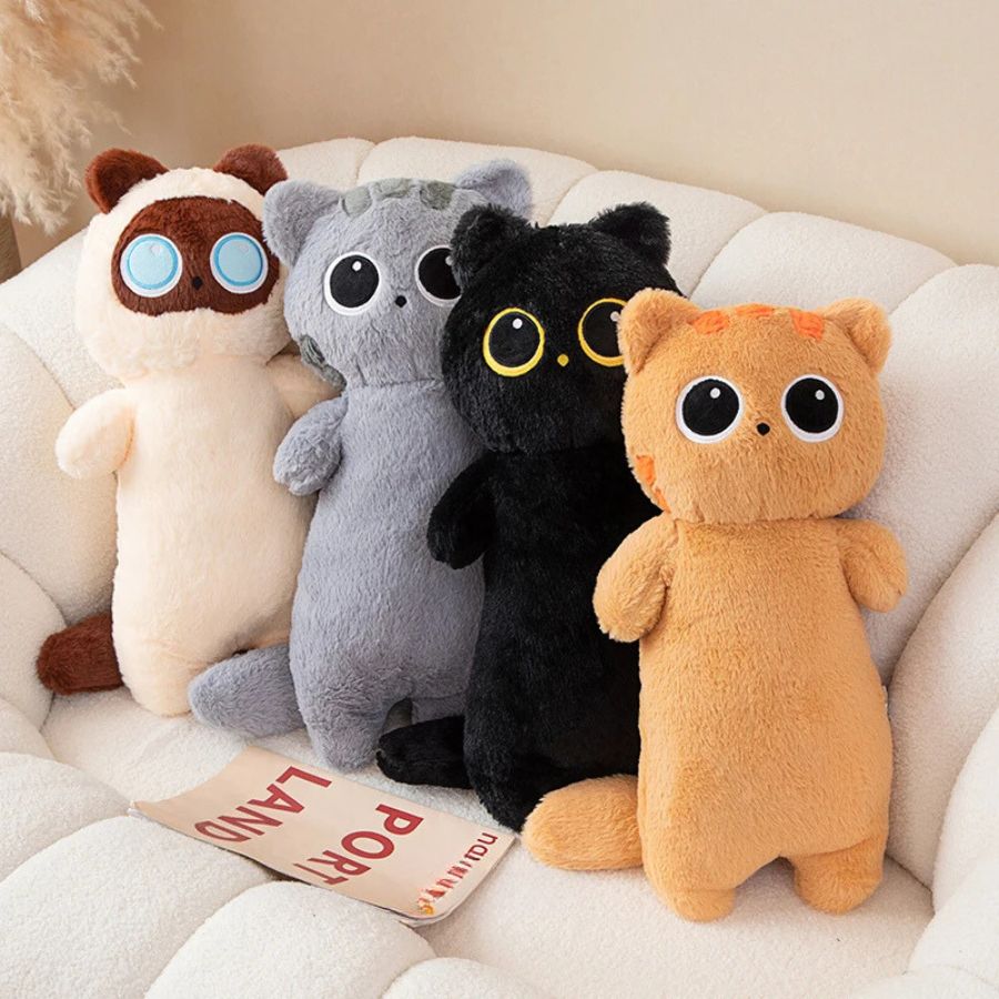 Peluche Chat Grise à Grands Yeux