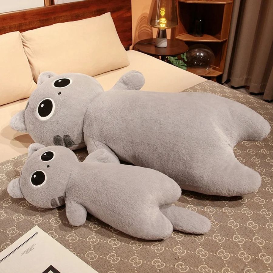 Peluche Chat Grise à Grands Yeux