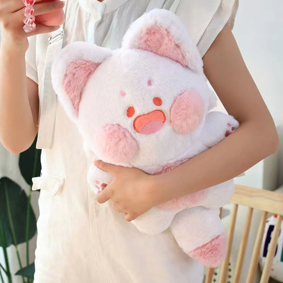 Peluche Kawaii Blanche à Joues et Ventre Roses