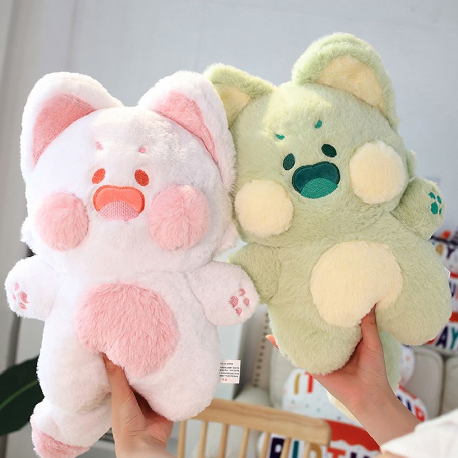 Peluche Kawaii Blanche à Joues et Ventre Roses