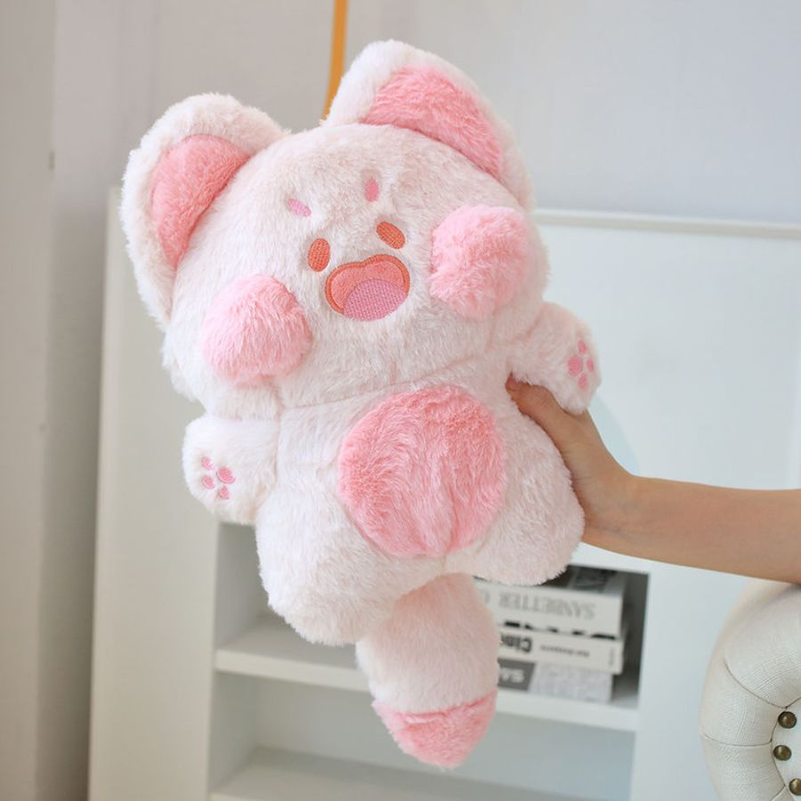 Peluche Kawaii Blanche à Joues et Ventre Roses