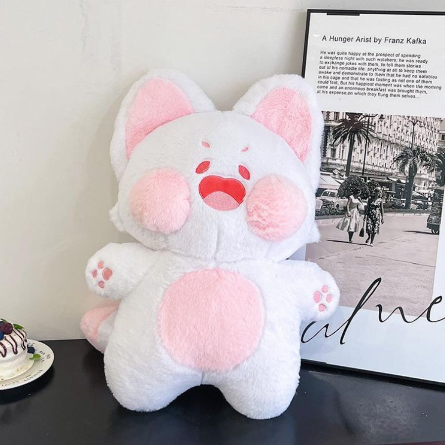 Peluche Kawaii Blanche à Joues et Ventre Roses