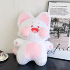 Peluche Kawaii Blanche à Joues et Ventre Roses