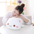 Peluche Kawaii Blanche à Oreilles Roses