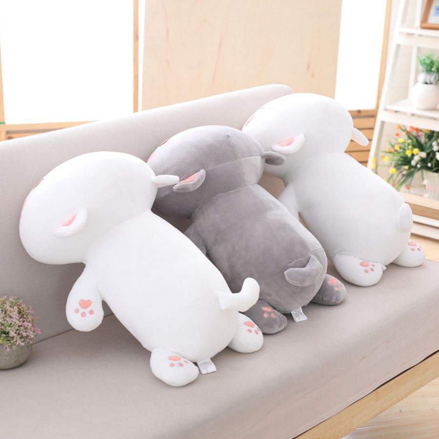 Peluche Kawaii Blanche à Oreilles Roses