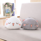 Peluche Kawaii Blanche et Grise à Langue Tirée