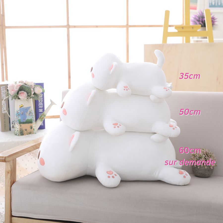 Peluche Kawaii Blanche à Oreilles Roses