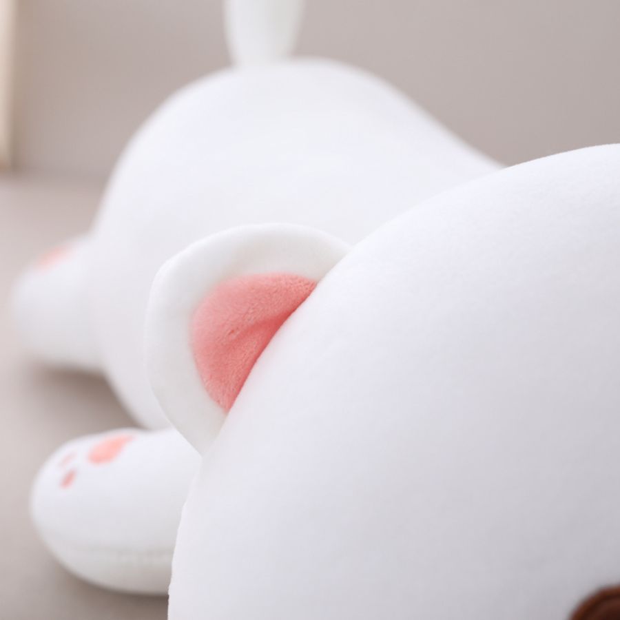 Peluche Kawaii Blanche à Oreilles Roses