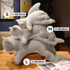 Peluche Hybride Chat-Poisson Grise et Blanche