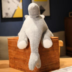 Peluche Hybride Chat-Poisson Grise et Blanche
