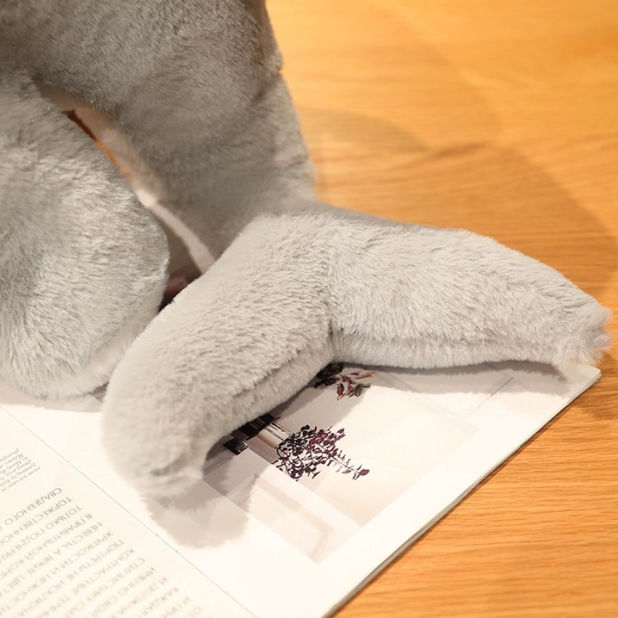 Peluche Hybride Chat-Poisson Grise et Blanche