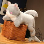 Peluche Hybride Chat-Poisson Grise et Blanche