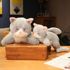 Peluche Hybride Chat-Poisson Grise et Blanche