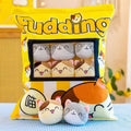 Coussin en Peluche Sac de Pudding et Mini Chats Kawaii
