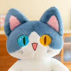 Peluche Chat Sirène Grise aux Yeux Bicolores