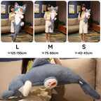Peluche Chat Sirène Grise aux Yeux Bicolores