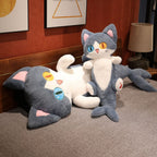 Peluche Chat Sirène Grise aux Yeux Bicolores