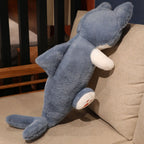 Peluche Chat Sirène Grise aux Yeux Bicolores